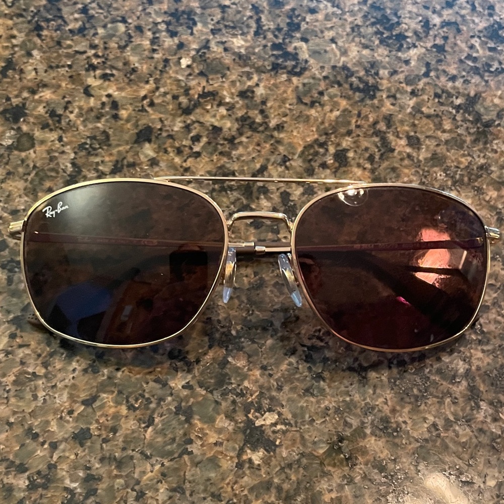 Ray-Ban Gold Frame Sunglasses with Brown Lenses